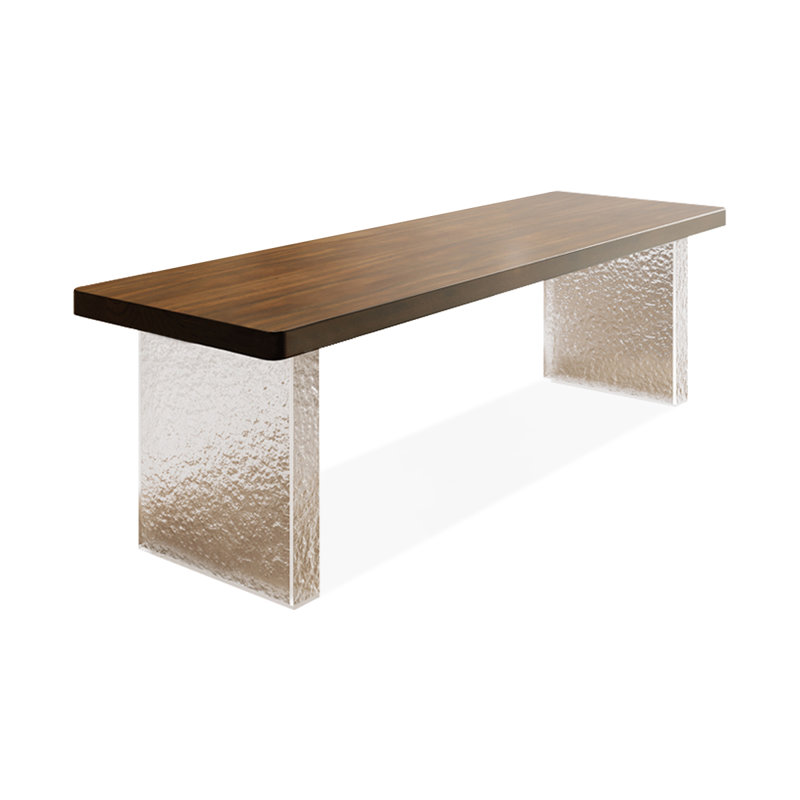 Nut-brown Rectangular Solid Wood writing desk, 29.53" H x 86.61" W x 27.56" D