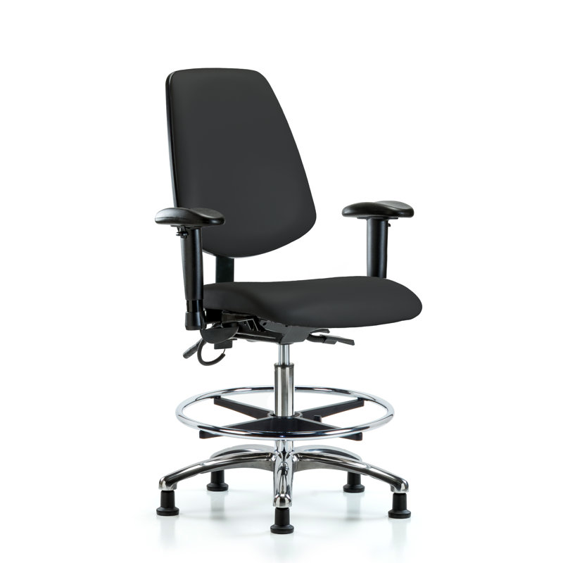 Leonardo Drafting Chair, Black, Casters, Included