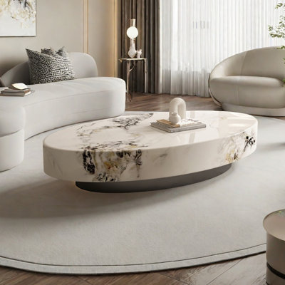Oval marble coffee table living room