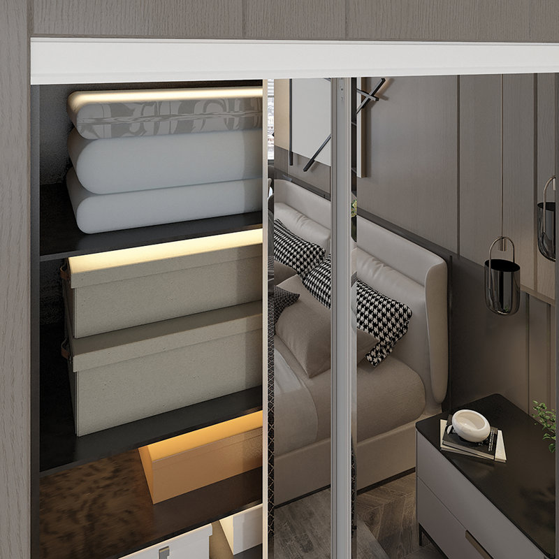 Portes de placard coulissantes en miroir avec trousse de quincaillerie d'installation, 48 po x 80,5 po