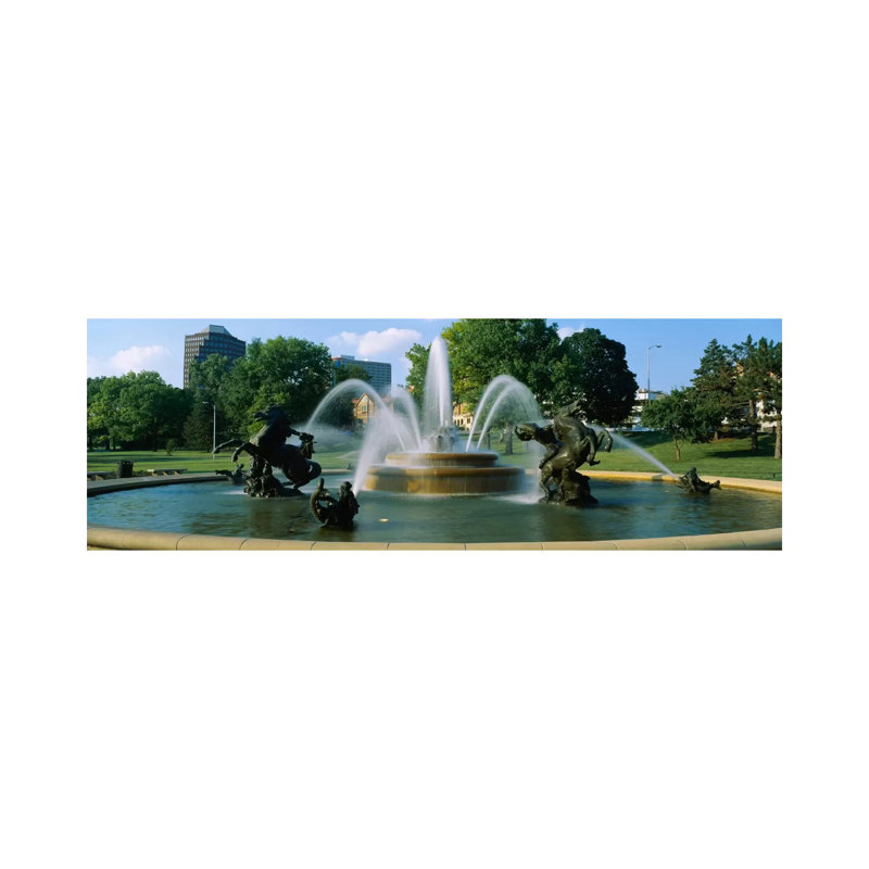 Fountain in a Garden, J C Nichols Memorial Fountain, Kansas City, Missouri, USA 1 Piece Wrapped Canvas Panoramic Wall Art