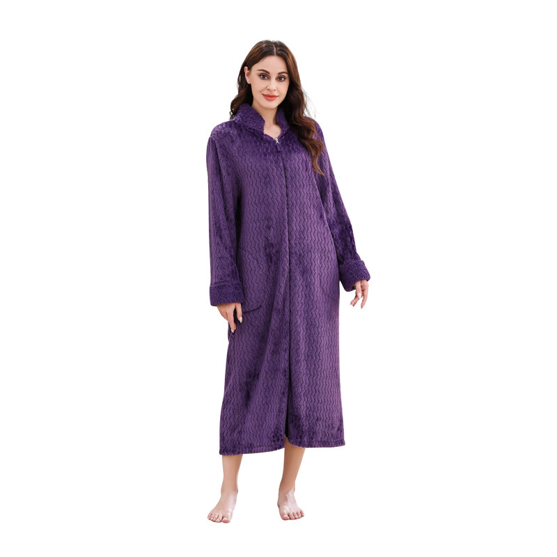 Peignoir à poches mi-mollet avec poches, XXL, Mauve