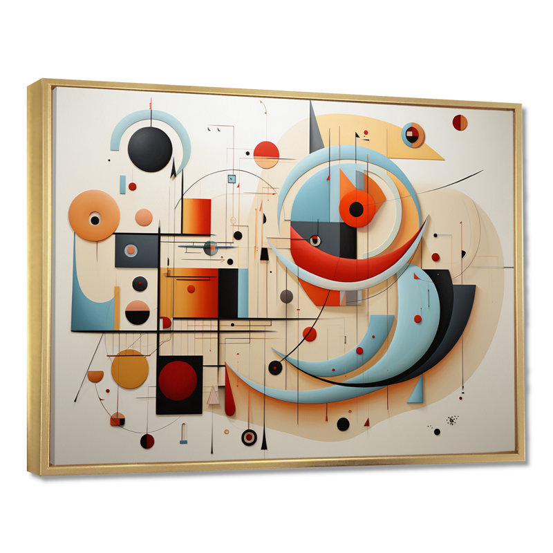 «All That Jazz Geometric Expressionism - Midcentury», art mural, H 12 po x l 20 po x P 1 po, Toile avec cadre flottant or