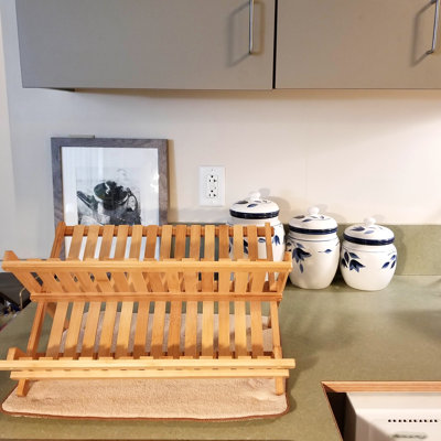 Adjustable Bamboo Two Tier Dish Rack