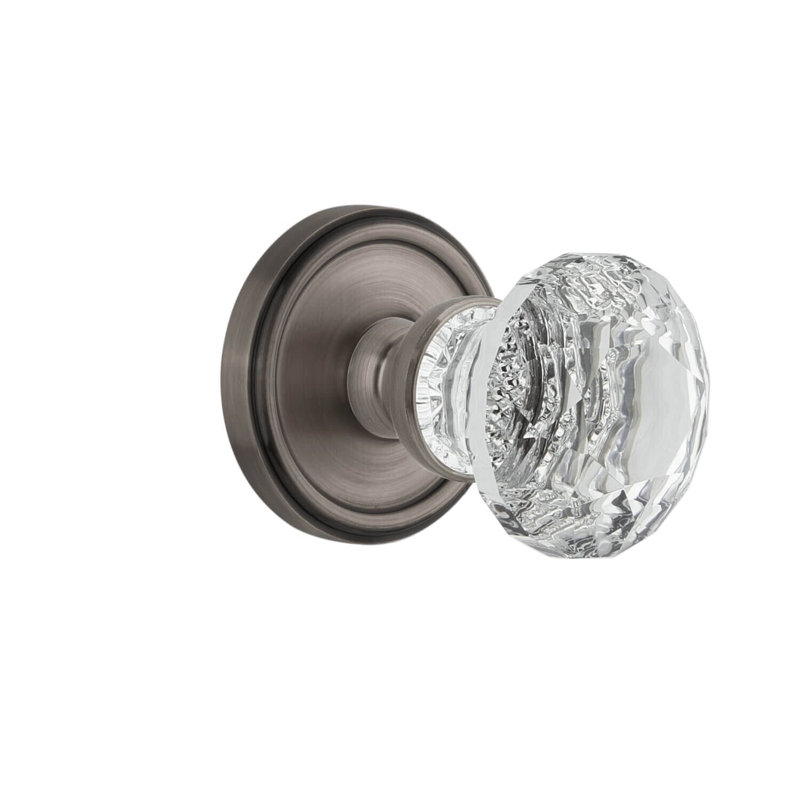 Rosette Grandeur Georgetown avec poignée en cristal brillant, Étain antique, 2.375"