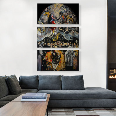 «The Burial of the Count of Orgaz 1588» par El Greco, ensemble de 3 reproductions d'art sur toiles tendues