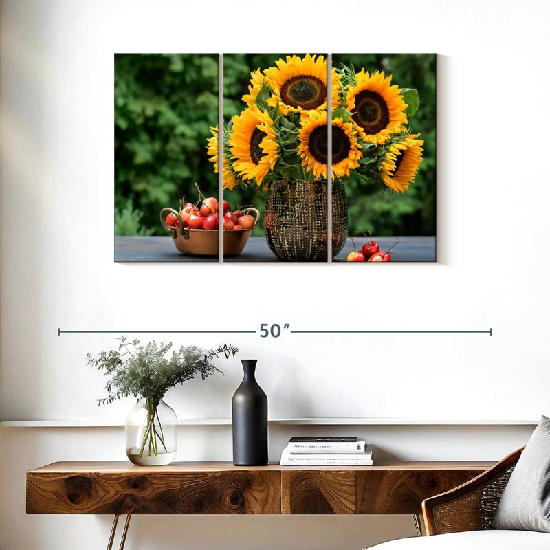 Harnek tournesols et cerises, H 24 po x l 38 po