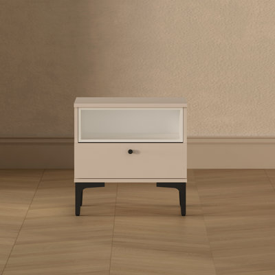 Table de chevet moderne l 20 po Amara avec 1 tiroir pleine extension et pieds en métal