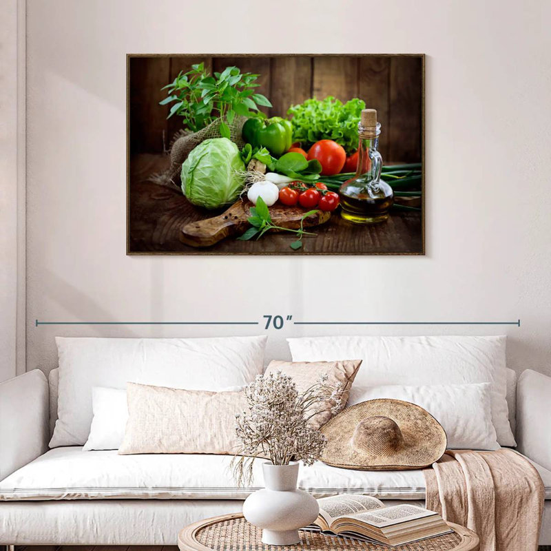 Fruits et légumes biologiques, Cadre flottant en noyer, 43 po x 29 po