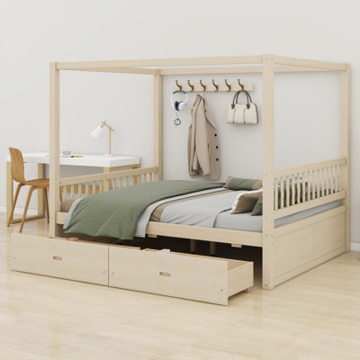 Lit à baldaquin en bois élégant avec tiroirs de rangement pratiques