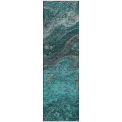Premium Machine Washable Cerrito AMF599 Teal Rug