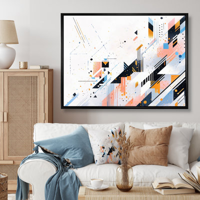 «Peach Blue Bold Stripes», reproduction sur toile encadrée