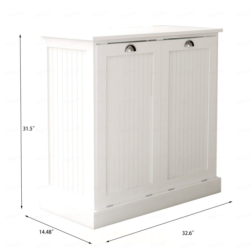Armoire de trieur de linge à deux compartiments inclinable - blanc, Blanc