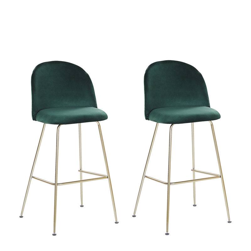 Bethel Upholstered Counter Stool with Metal Frame, Green