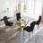 Glass Top Metal Base Dining Table With 4 Velvet Dining Chairs,5 - Piece Pedestal Dining Set-106913232-106913233