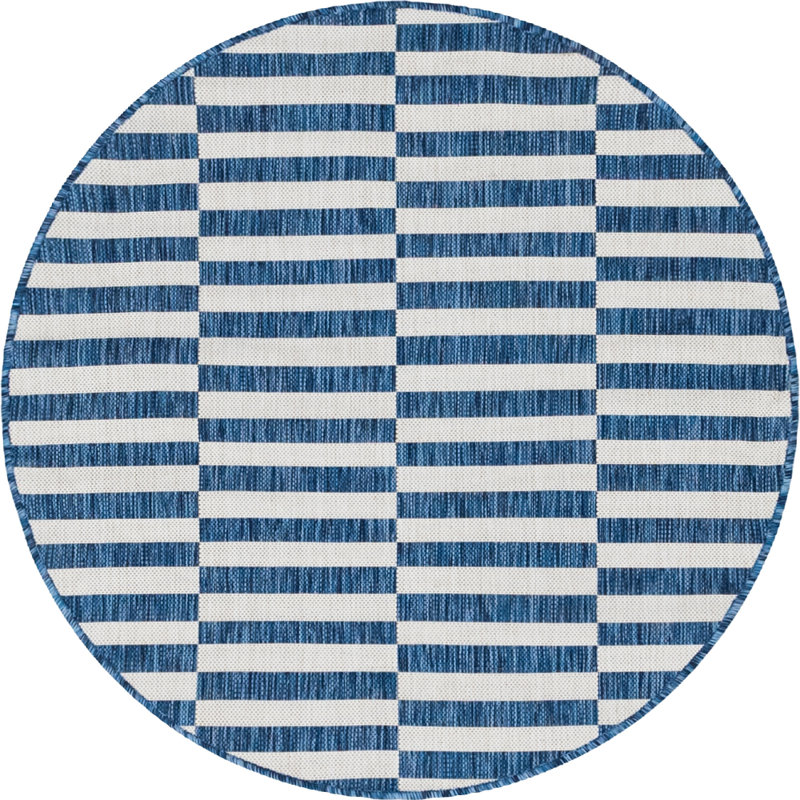 Pana Striped Indoor / Outdoor Rug, Round 4'1"