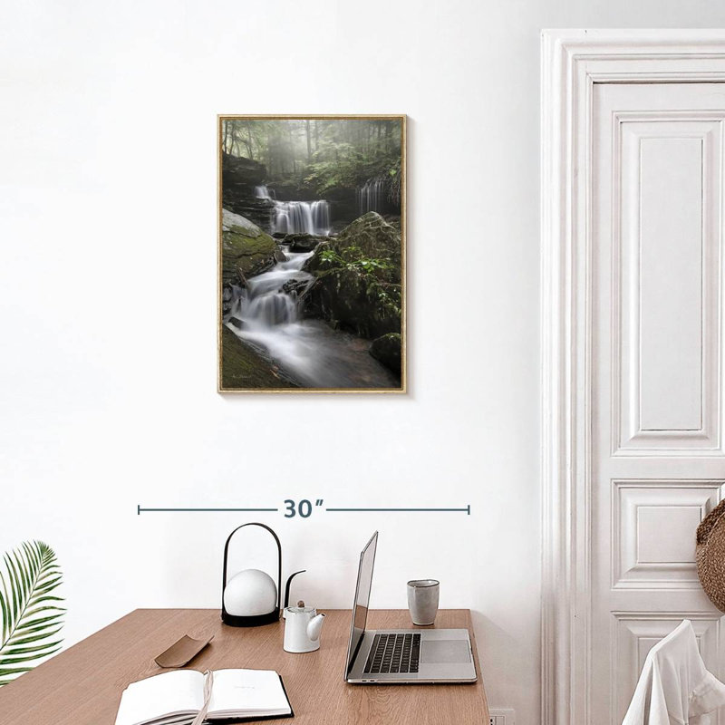Rickett's Waterfall, Floating Frame Natural Wood, 17" x 25"