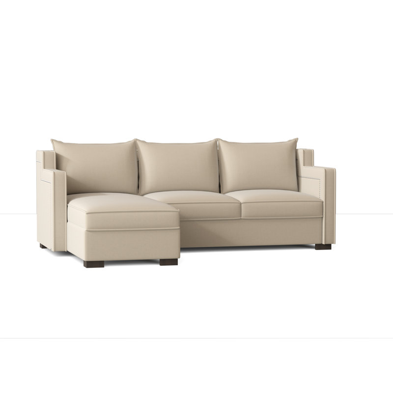 Parker Upholstered L-Shaped Sectional Left Hand Facing, Metrolinen Vanilla, Brown Mahogany