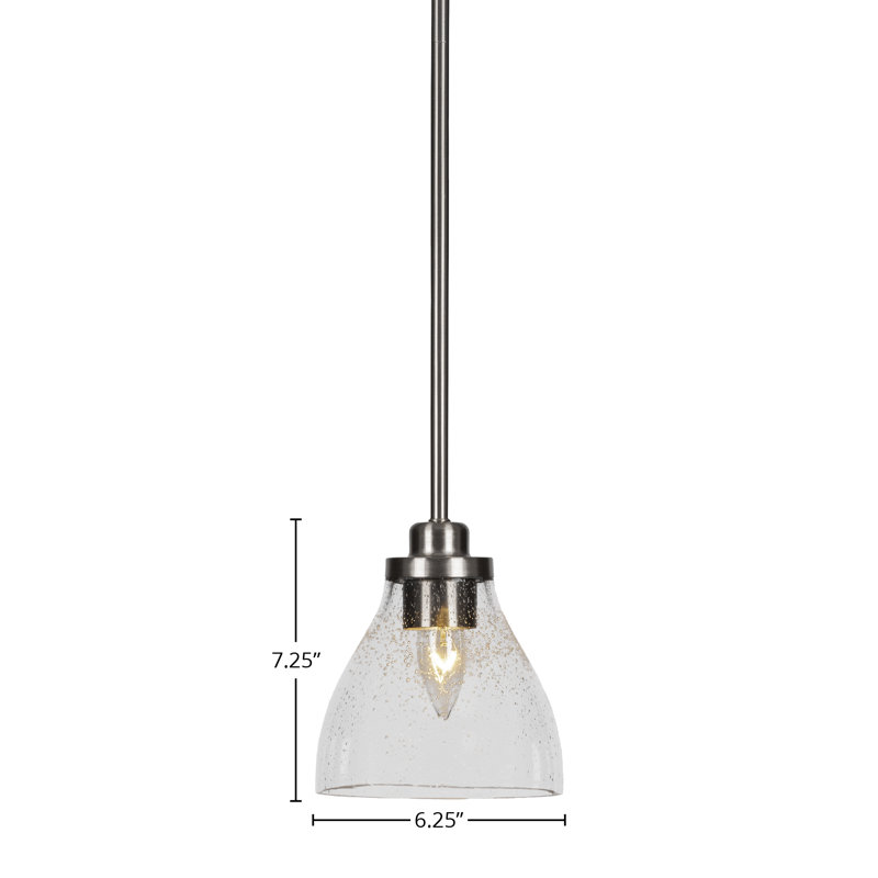 Mini-luminaire suspendu 1 lumière Odyssey, Nickel brossé, Transparent