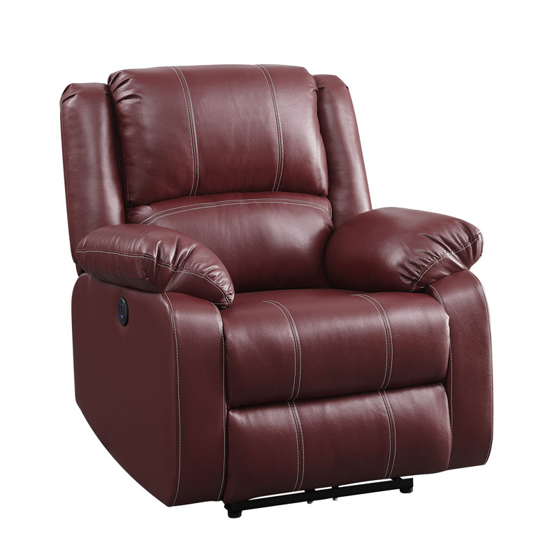 Hagar Upholstered Motion Recliner, Manual, Dark Red
