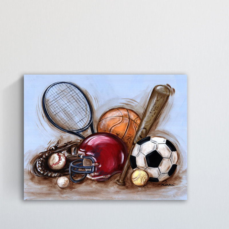 "Varsity Gear" par Reesa Qualia, reproduction sur toile tendue, H 40 po x l 52 po x P 1,5 po