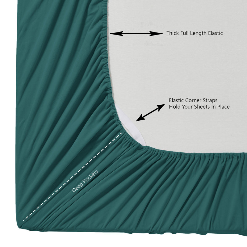 Solid Flannel Fitted Sheet, Bottom Sheets With Built-In Sheet Straps By Sweet Home Collection, Twin Fitted Sheet, Teal