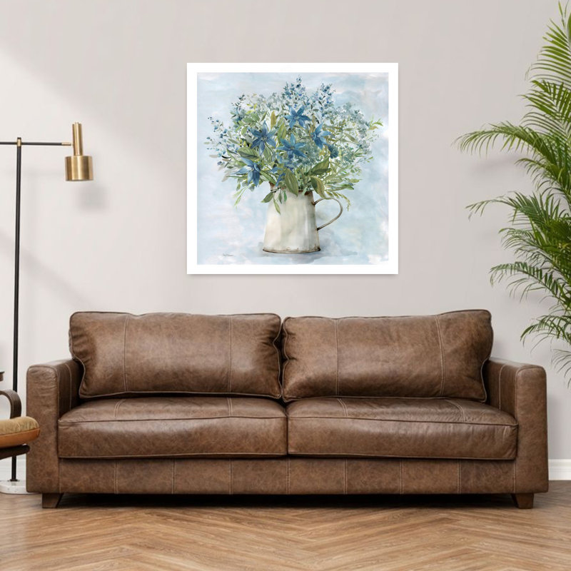«Arrayed In Blue II», art floral délicat et paisible, H 36 po x l 36 po