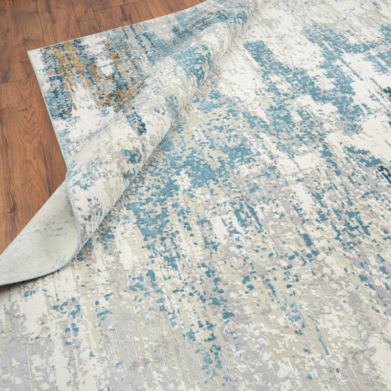 Abstract Area Rug in Gray, Rectangle 8'6" x 11'6"