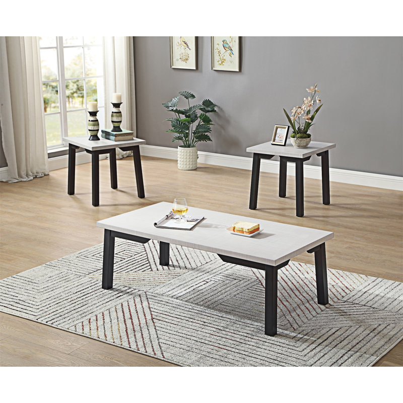 Ensemble de tables basses en bois, Noir, Gris