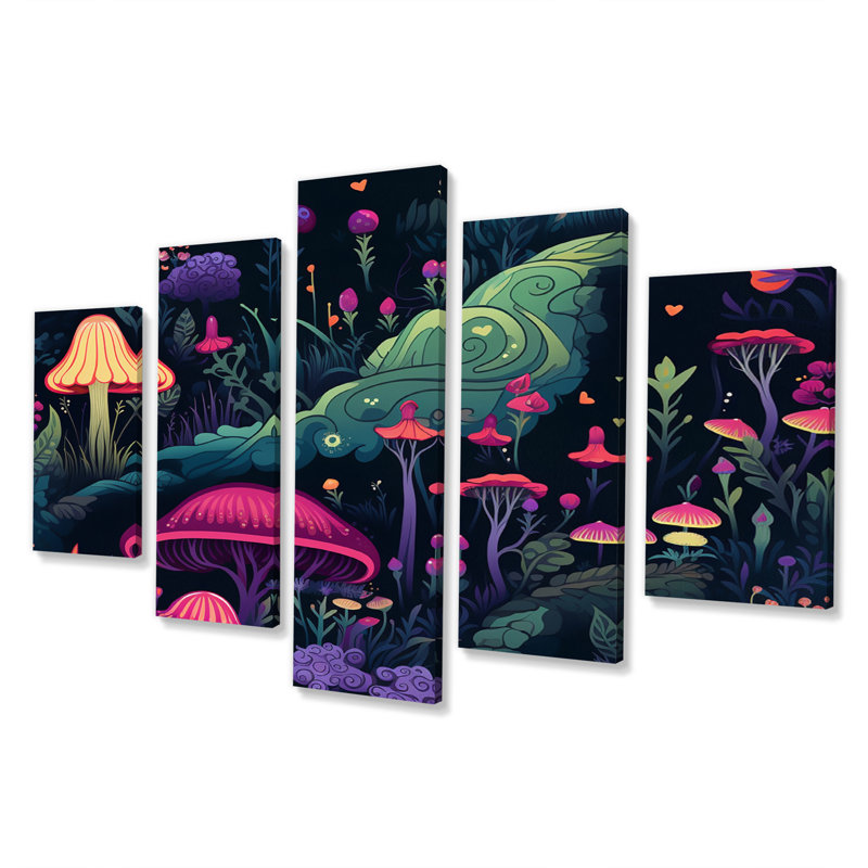 Calhoon - Décoration murale champignon - 5 panneaux