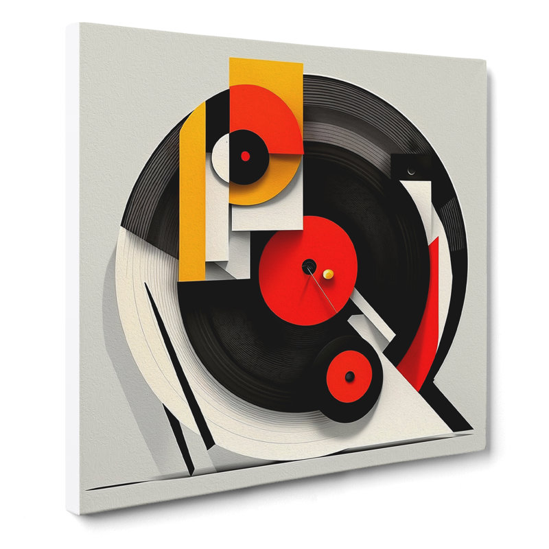 Vinyl Record Suprematism - Wrapped Canvas - Framed Print
