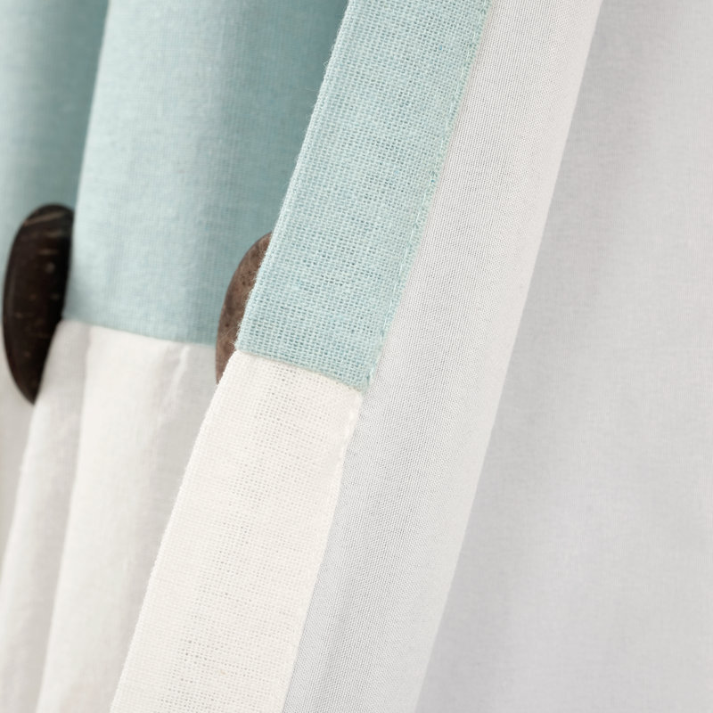 Linen Button Cotton Blend Blackout Curtain Single Panel, Blue
