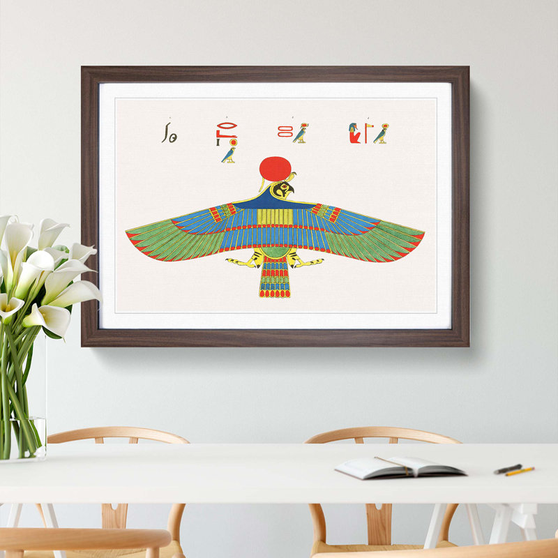 Hawk Emblem by J.F. Champollion - Picture Frame Painting Print, 48cm H x 65cm W x 2cm D, Walnut Framed