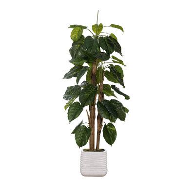 72.57'' Faux Devil's Ivy (Scindapsus Aureus) Tree in Planter