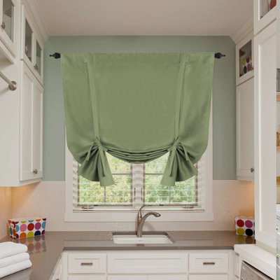 Curtain Thermal Insulated Tie Up Window Shade Light Blocking Curtains for Bathroom, Rod Pocket Single Panel