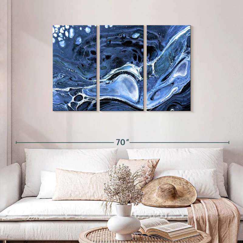 Avery Dark Blue Abstract, 28" H x 45" W