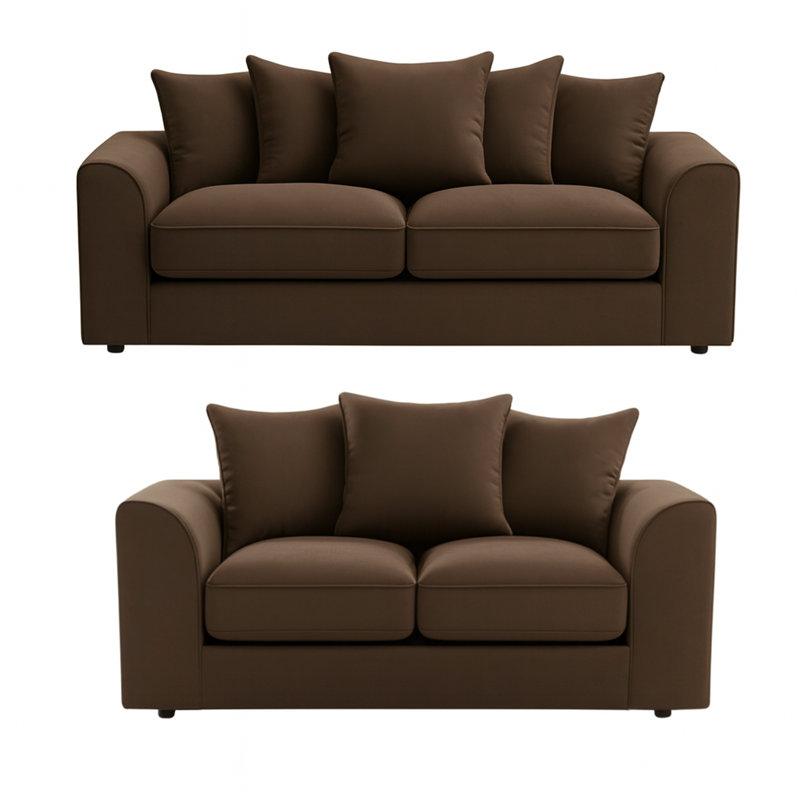 5 Seater Velvet Sofa, Brown