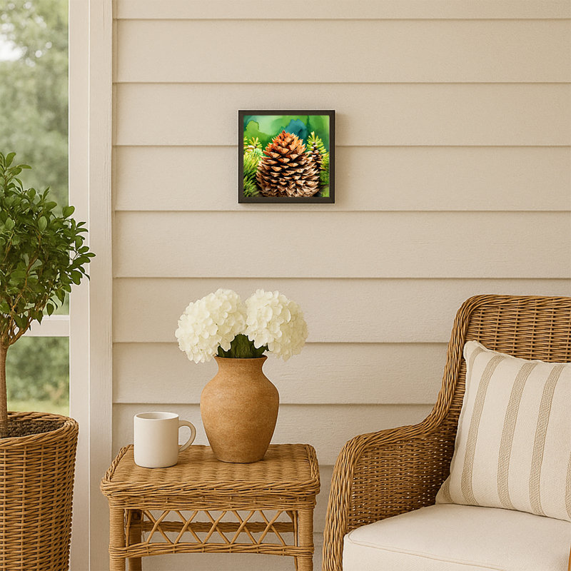 «Maine White Pine Cone and Pampels», reproduction d'art encadrée