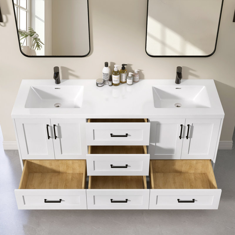 Ensemble de meuble-lavabo double 72 po Elye, Blanc, Noir