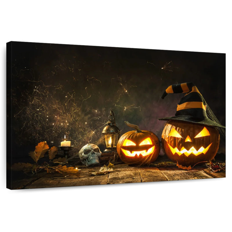 Citrouilles d'Halloween sculptées, H 16 po x l 24 po