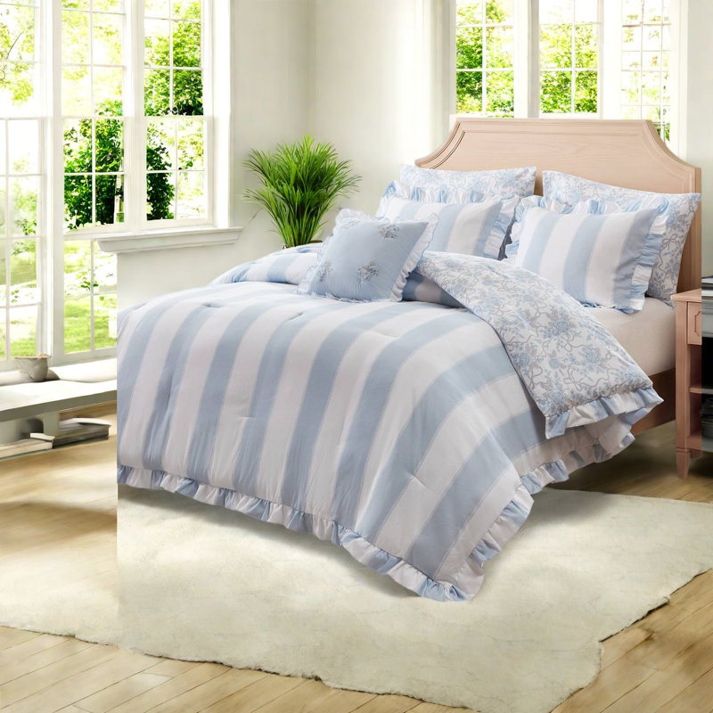 Striped and Toile Comforter Set