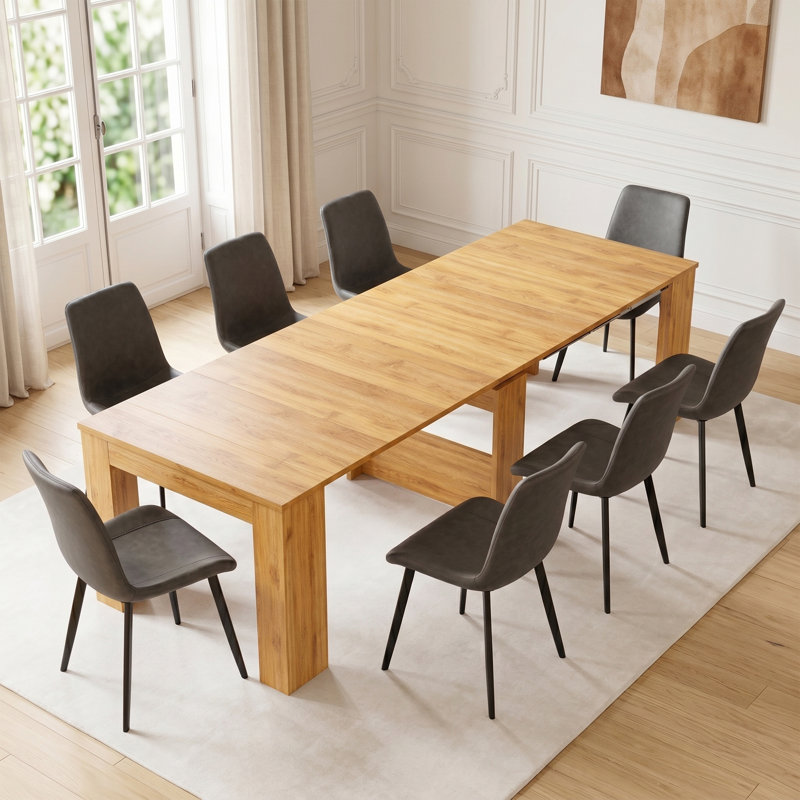 Ensemble de table de salle à manger de cuisine avec chaises, console extensible, Crème, Gris