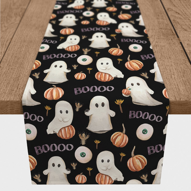 Boo Ghost Pattern Table Runner, 90" L x 16" W