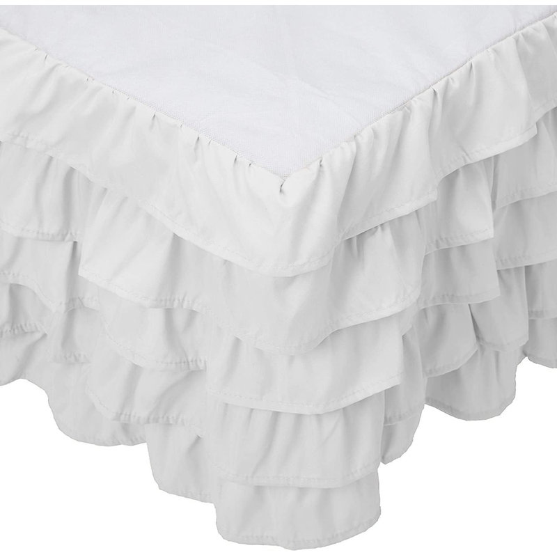 Multi-Ruffle King Bed Skirt, Snowy White