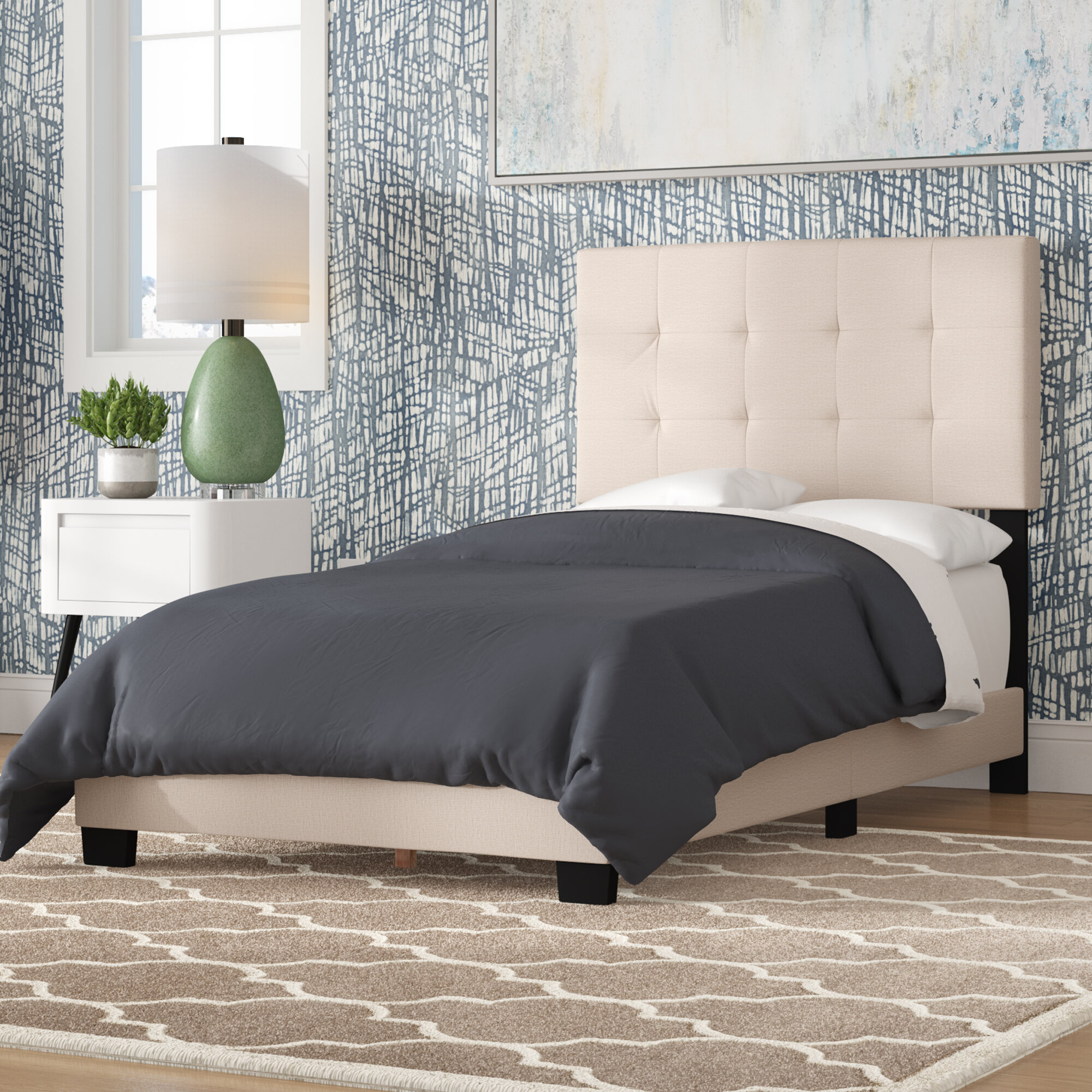 Charlton Home Van Houzen Twin Tufted Upholstered Standard Bed & Reviews ...