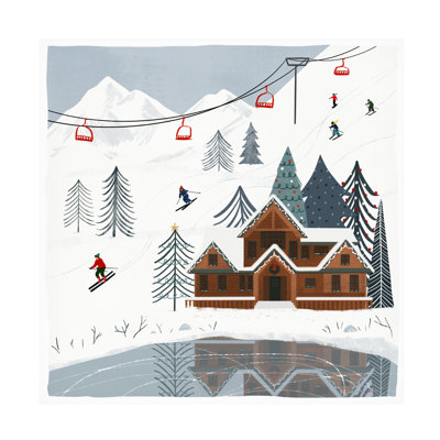 Art mural sur toile tendue - art mural Victoria Barnes «Ski Slope I» pour le salon, la chambre à coucher ou le bureau - 14 x 14