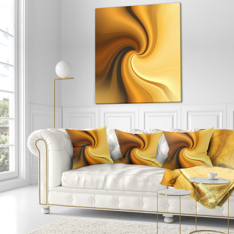 Vagues brunes, texture incurvée - coussin imprimé abstrait, 16 po x 1 po, Coussin décoratif