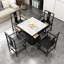 Table de poker blanche et noire en pierre frittée carrée + bois massif-117093577