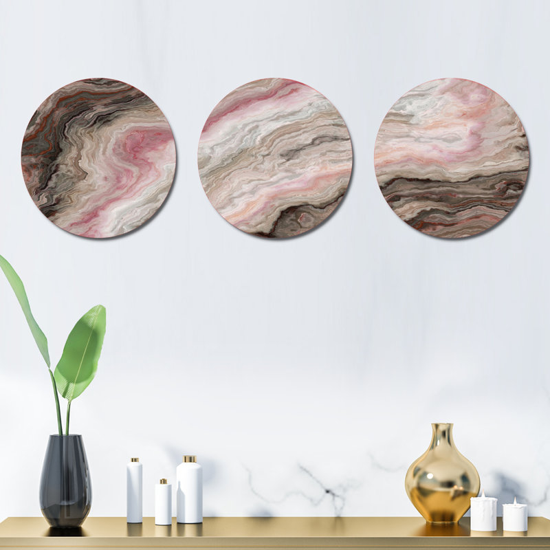 Ensemble de 3 décorations murales onyx avec rose