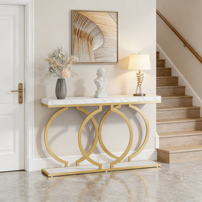 Console Table with Geometric Metal Frame